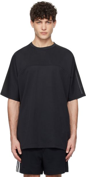 Y-3 Black Mesh Stripes Short Sleeve T-shirt