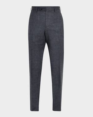 Men's Devon Wool and Silk Flat-Front Pants