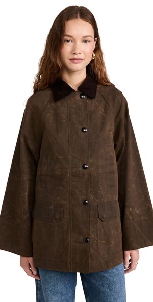 Alex Mill Chiltern Street Barn Jacket In Waxed Cotton Brown L