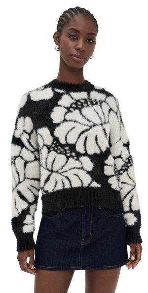 MINKPINK Eden Intarzia Knit Sweater Black/Cream M