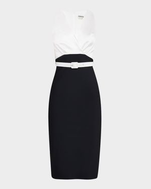 Sleeveless Satin & Jersey Bodycon Dress