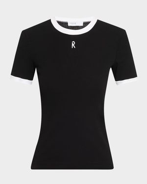Contrast-Trim Short-Sleeve Slim T-Shirt