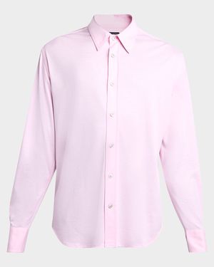 Men's Silk and Cotton Jersey Button-Down Shirt