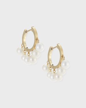 Pearl Tassel Huggie Hoop Earrings