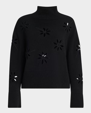 Mock-Neck Cutout Wool-Cashmere Sweater