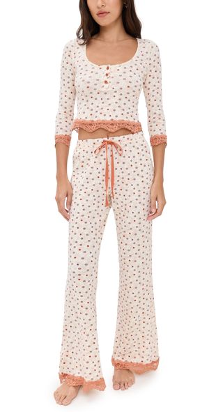 Free People Stolen Dance Sleep Set Cream Combo L