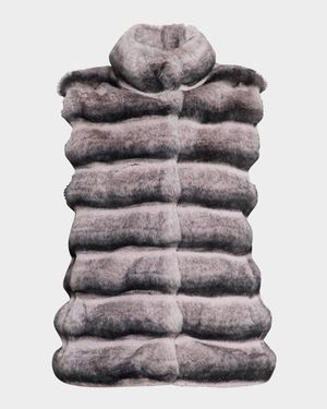 Horizontal Chinchilla-Like Faux Fur Vest