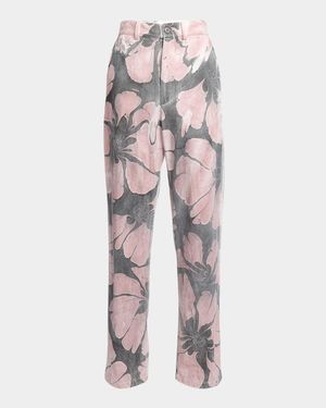 Men's Pynam Floral-Print Denim Pants