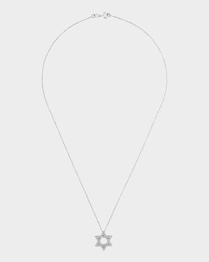 18K Gold Large Star of David Pave Diamond Necklace