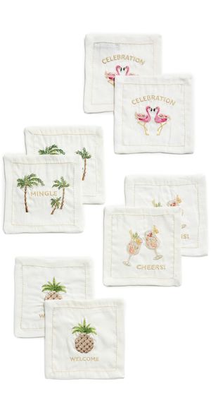 Kim Seybert Mingle Cocktail Napkins Set of 8 White/Multi One Size