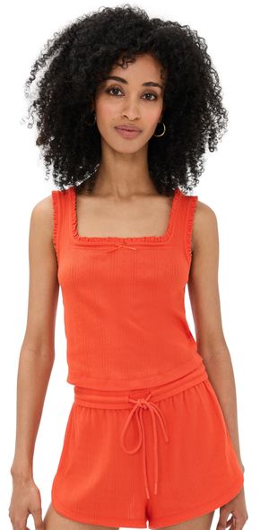 LE BOP Luna Pointelle Tank Heather Grey M