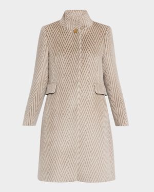 Feronia Chevron Wool One-Button Coat