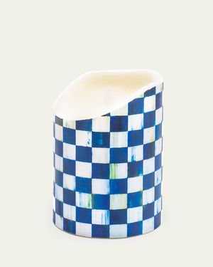 Royal Check Flicker Pillar Candle - 6"