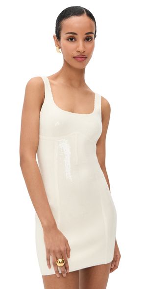 Fleur du Mal Sequin Knit Corset Mini Dress Platinum XS