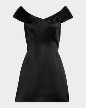 Off-The-Shoulder Satin Crepe De Chine Mini Dress