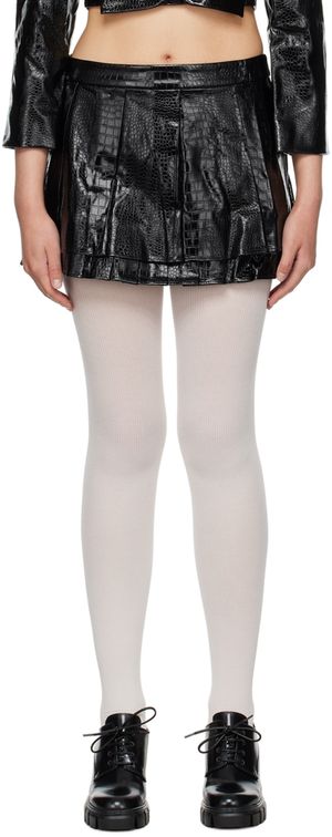 SHUSHU/TONG Minijupe noire en cuir synthétique à plis