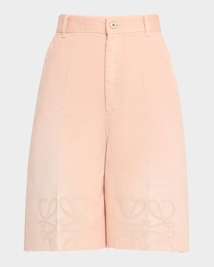 Anagram Knee Raw-Hem Bermuda Shorts