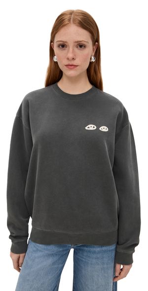Clare V. Oversized Eyes Sweatshirt Faded Black XL