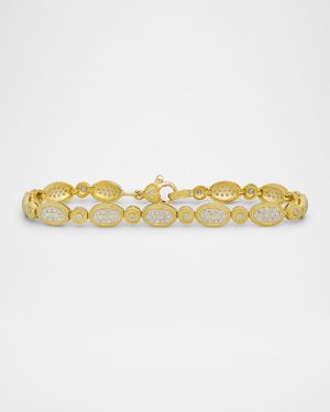 18K Gold Oval Link Bracelet with G-VS Diamonds