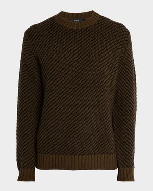 Men's Birdseye Twill Wool-Cashmere Crewneck Sweater