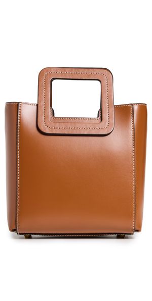 STAUD Mini Shirley Leather Bag Tan One Size