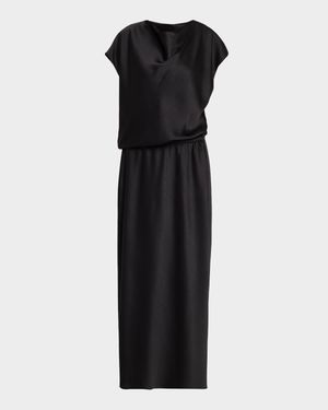 Draped Cowl-Neck Satin Dress