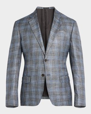 Men's Bamboo Textured Plaid Sport Coat