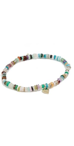 Sydney Evan Pure Heart Charm On Rainbow Bracelet Yellow Gold One Size