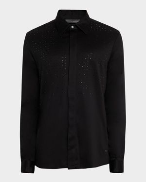 Men's Clubwear Slim-Fit Tonal Rhinestone Dress Shirt