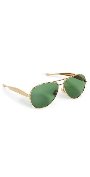 Bottega Veneta BV1305S Sunglasses Gold-Gold-Green One Size