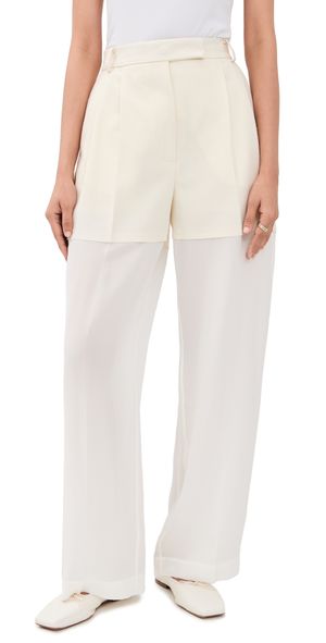 FRENKEN Best Large Flannel And Silk Pants Ivory 38