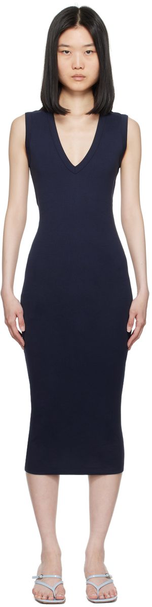 FLORE FLORE Robe midi Dewi bleu marine