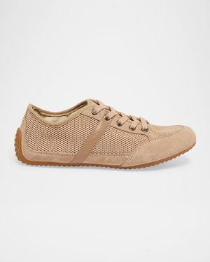 Mesh And Suede Slim Low-Top Sneakers