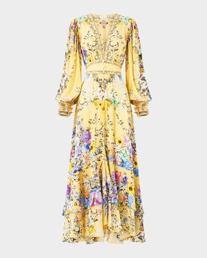 Darling Buds Long Button-Front Dress