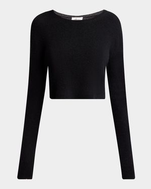 Bow Cutout Crop Cashmere Sweater