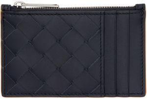 Bottega Veneta Black & Orange Intrecciato Zippered Card Case
