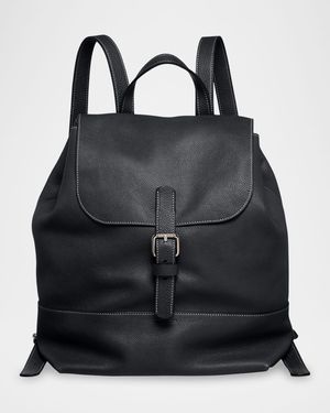 Men's Pebble Leather Flap-Top Backpack