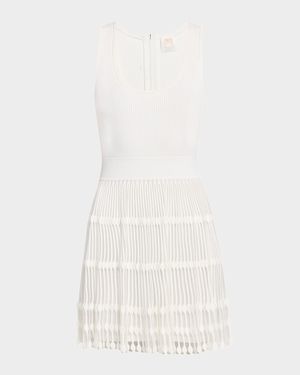 Ribbed Sheer-Knit Mini Dress