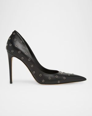 105mm Studded Leather Pumps