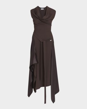 Handkerchief Hem Stretch Cady Dress