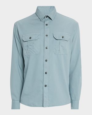 Men's Garment Dyed Casual Button-Down Shirt