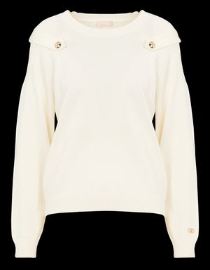 Liu Jo - Pull côtelé à détails sur les manches - Taille XL - Blanc
