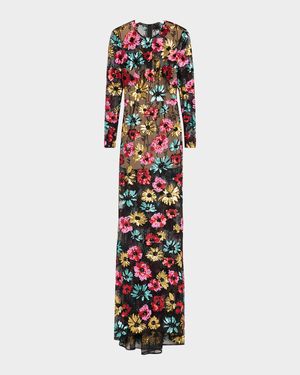 Francesca Sequin Embroidered Column Gown