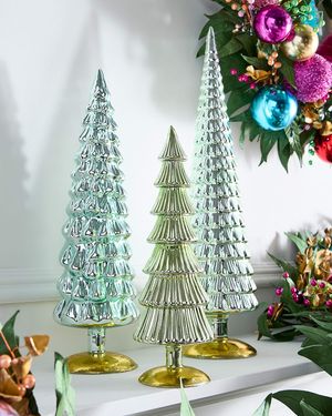 Winter Green Large Hue Trees, Set of 3