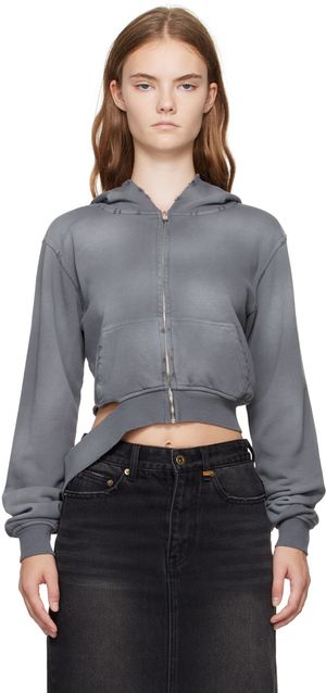 We11done Gray Distressed Hoodie