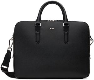 BOSS Black Structured Leather Briefcase