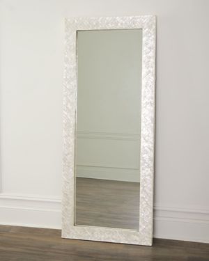 Brittany Chevron Capiz Shell Floor Mirror, 72"