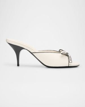 Nappa Leather Bow Mule Sandals