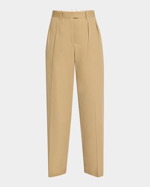 Alfidis Pleated Straight-Leg Cotton-Cashmere Pants