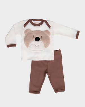 Boy's Bear Contrast-Trim Cotton Top w/ Leggings, Size 0-24M